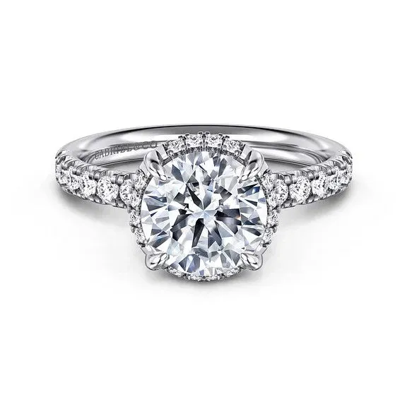 Talisa 14K White Gold Round Hidden Halo Diamond Engagement Ring Setting Only GABRIEL CO Rings Talisa 14K White Gold Round Hidden Halo Diamond Engagement Ring Setting Only GABRIEL CO Rings