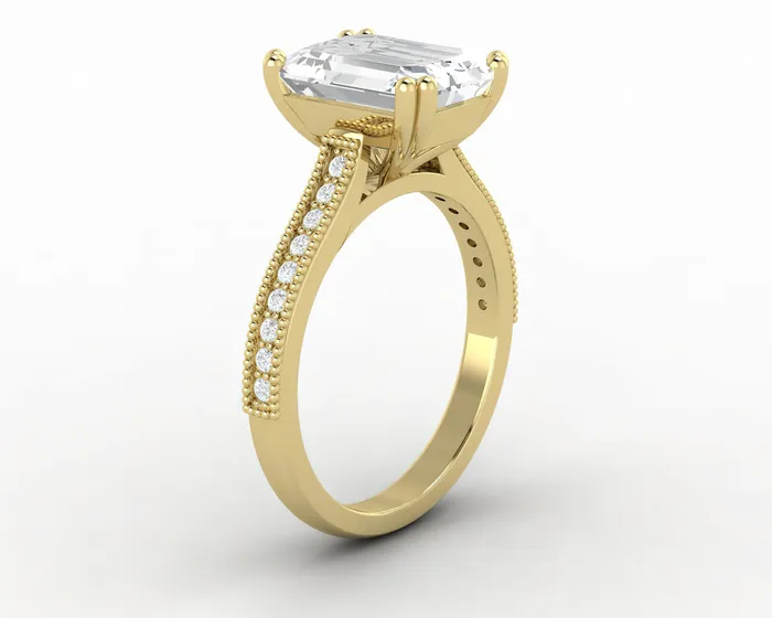 Thea 325 Ct Solitaire Emerald Cut Engagement Ring With Side Stones Sapheena Jewelry Rings