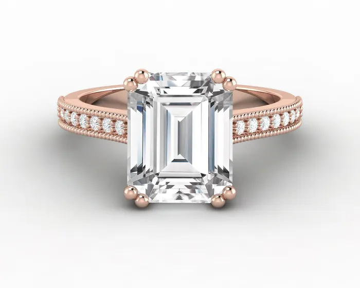 Thea 325 Ct Solitaire Emerald Cut Engagement Ring With Side Stones Sapheena Jewelry Rings