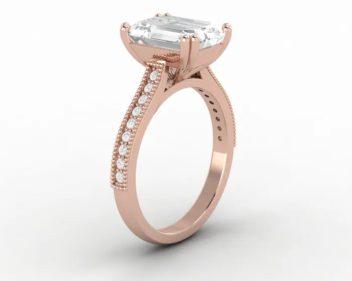 Thea 325 Ct Solitaire Emerald Cut Engagement Ring With Side Stones Sapheena Jewelry Rings