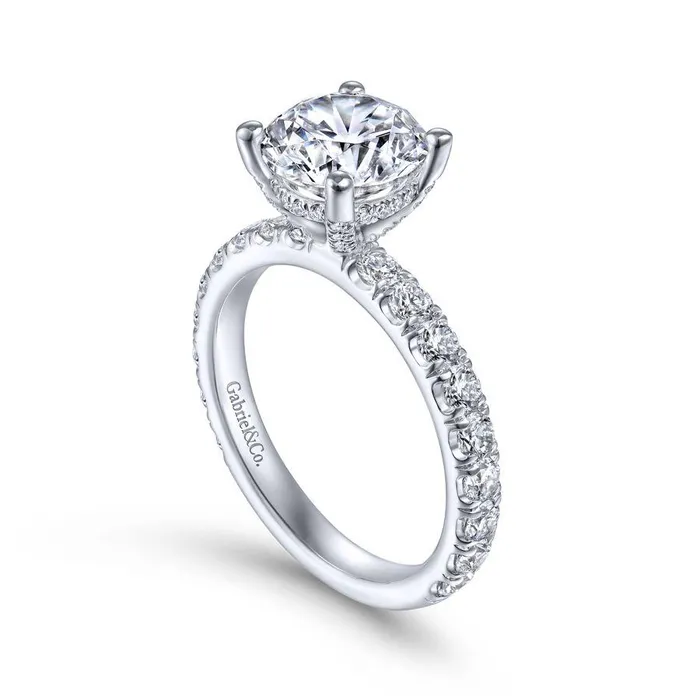 Ulani 14K White Gold Round Diamond Engagement RingSetting Only GABRIEL CO Rings Ulani 14K White Gold Round Diamond Engagement RingSetting Only GABRIEL CO Rings